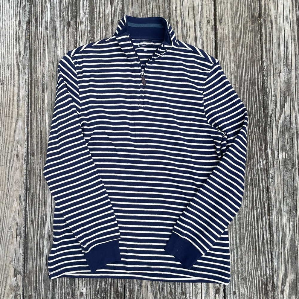 Club Room Navy and White Striped Sweatshirt